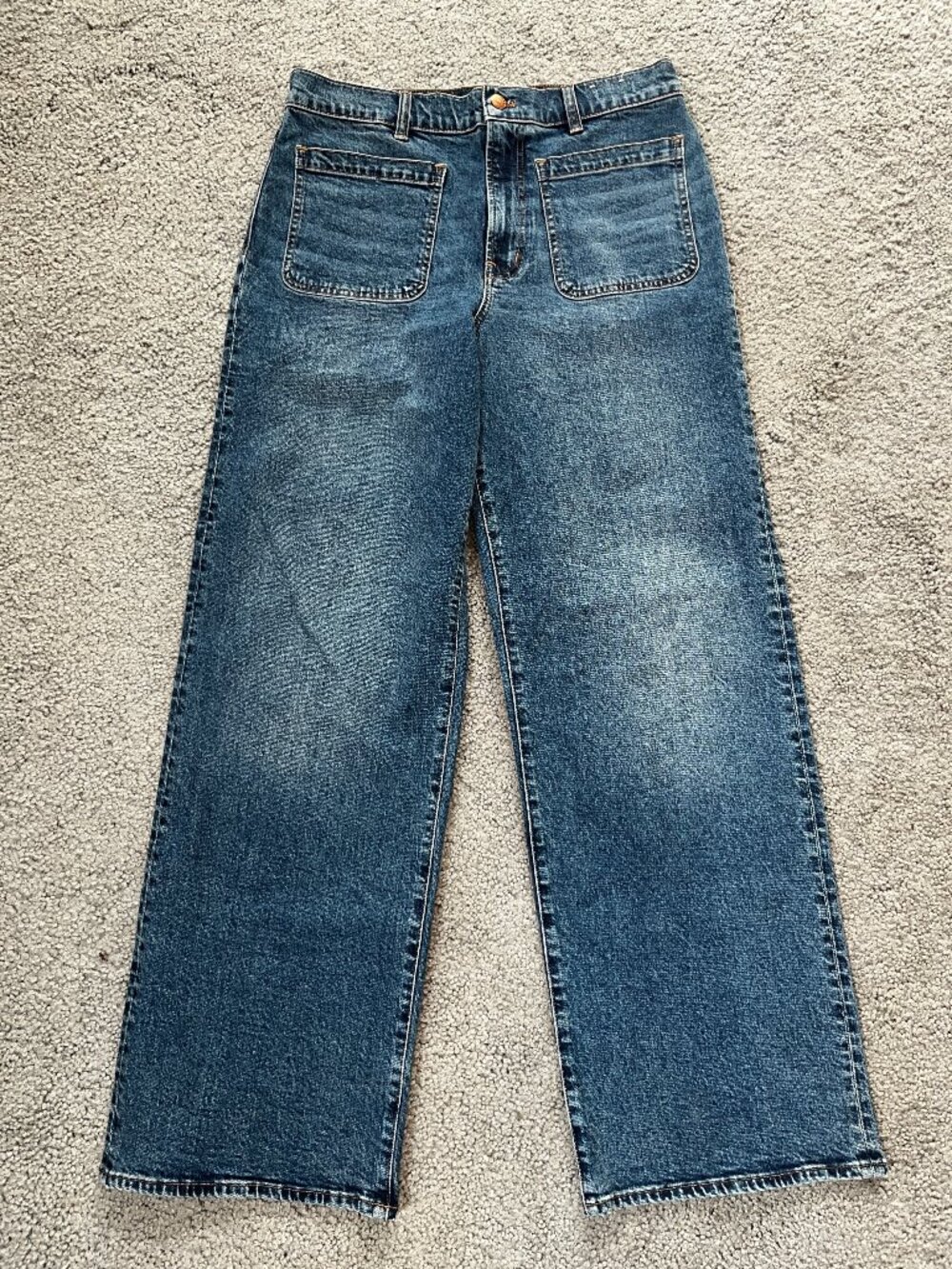NWOT - MADEWELL THE EMMETT PERFECT VINTAGE WIDE LEG JEAN Patch Pocket Edition 30